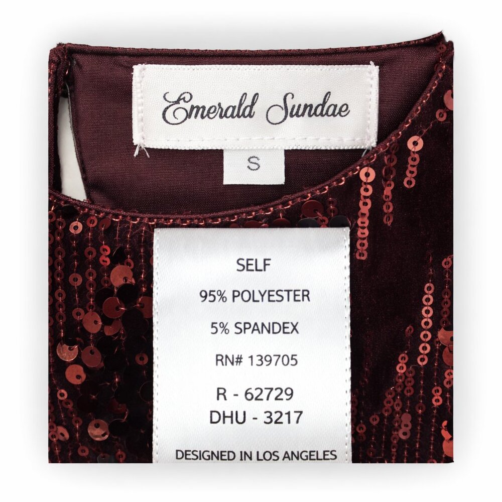 Emerald Sundae Burgundy Sequin Velvet Cocktail Dress - S NEW - Picture 9 of 12